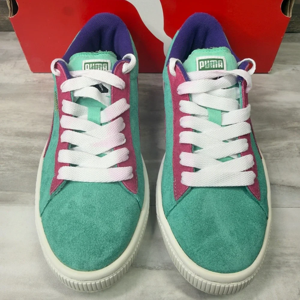 Puma Suede Womens Size 8 Sneakers Multi-Color Teal Pink Purple 355110 - Picture 3 of 9
